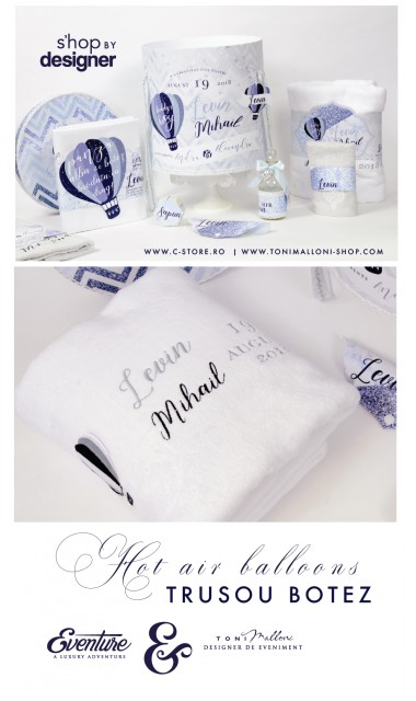 Trusou de botez pentru baieti cu baloane de aer si glitter silver, Daddy's Boy 6